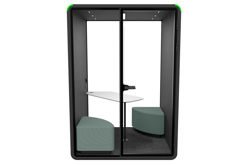 Nest 2 Person Meeting Booth with Diagonal Table [Acoustic Panel]-black dark grey grey