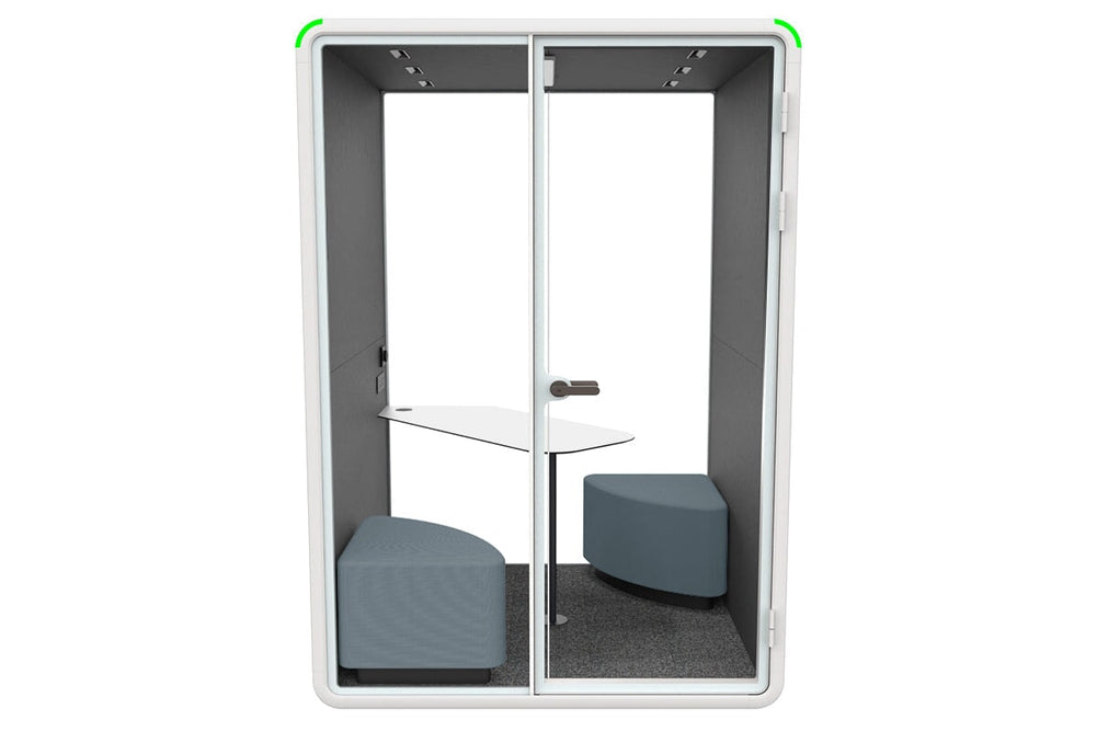 Nest 2 Person Meeting Booth with Diagonal Table [Acoustic Panel]-black dark grey grey