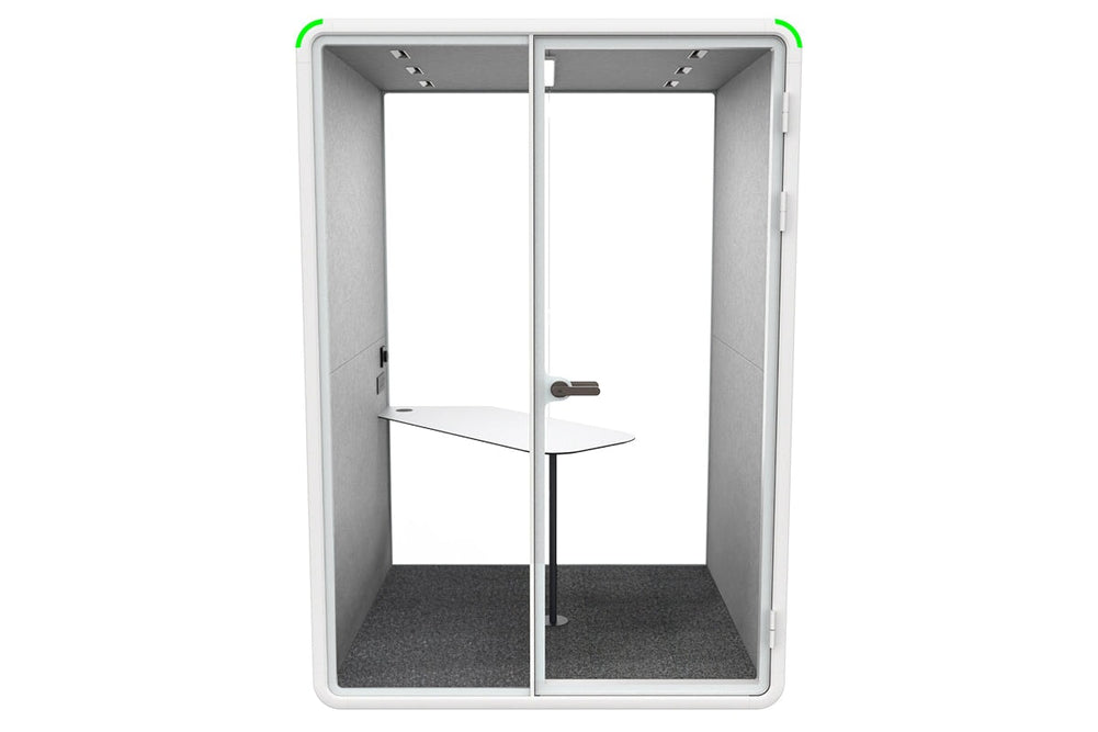 Nest 2 Person Meeting Booth with Diagonal Table [Acoustic Panel]-white light grey none