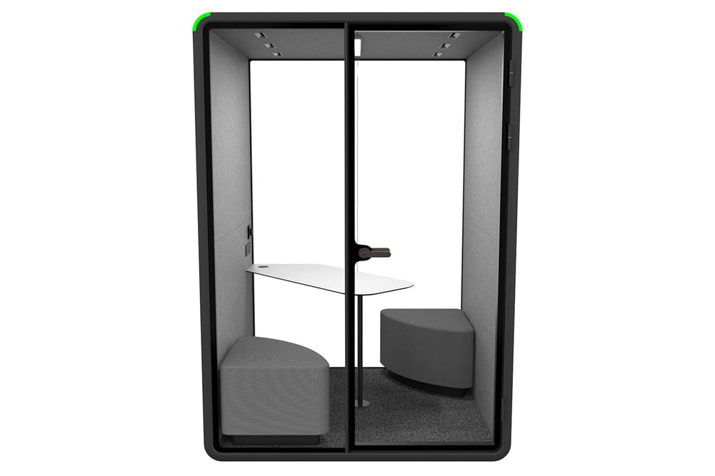 Nest 2 Person Meeting Booth with Diagonal Table [Acoustic Panel]-black dark grey grey