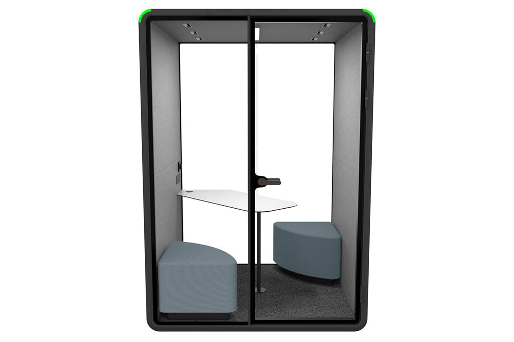 Nest 2 Person Meeting Booth with Diagonal Table [Acoustic Panel]-black dark grey grey