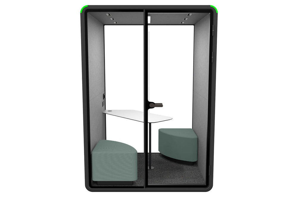 Nest 2 Person Meeting Booth with Diagonal Table [Acoustic Panel]-black dark grey grey