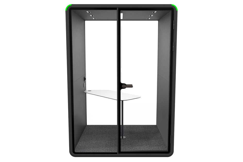 Nest 2 Person Meeting Booth with Diagonal Table [Acoustic Panel]-black dark grey none