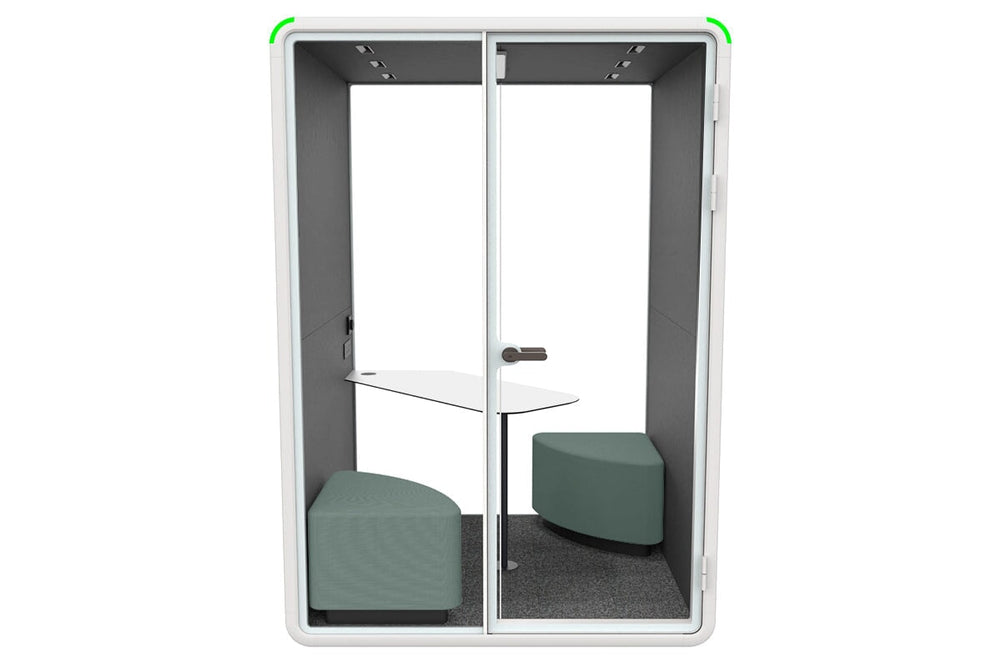 Nest 2 Person Meeting Booth with Diagonal Table [Acoustic Panel]-black dark grey grey