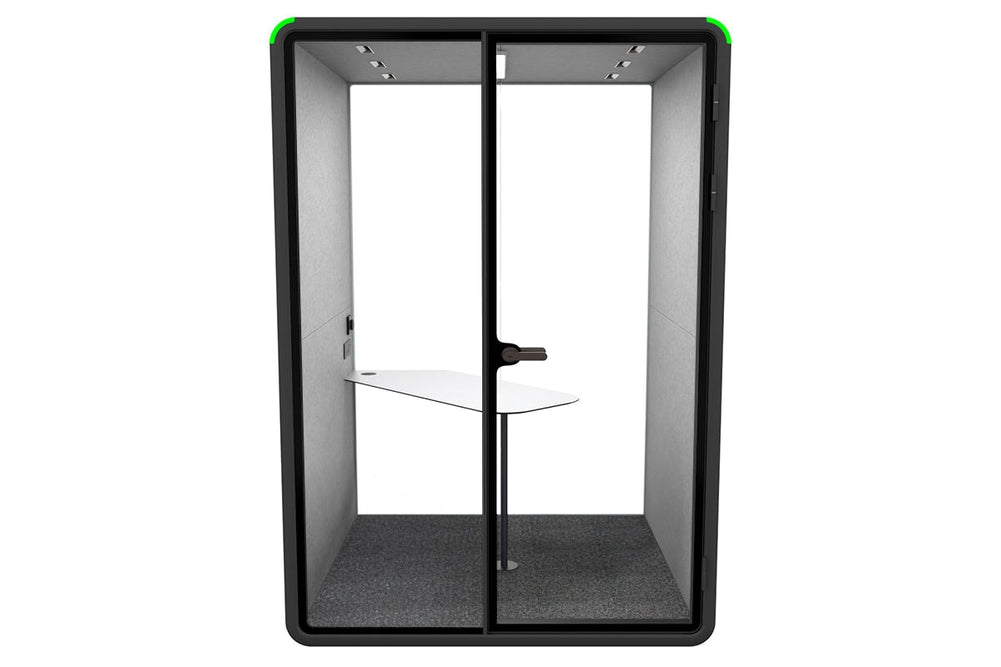 Nest 2 Person Meeting Booth with Diagonal Table [Acoustic Panel]-black light grey none