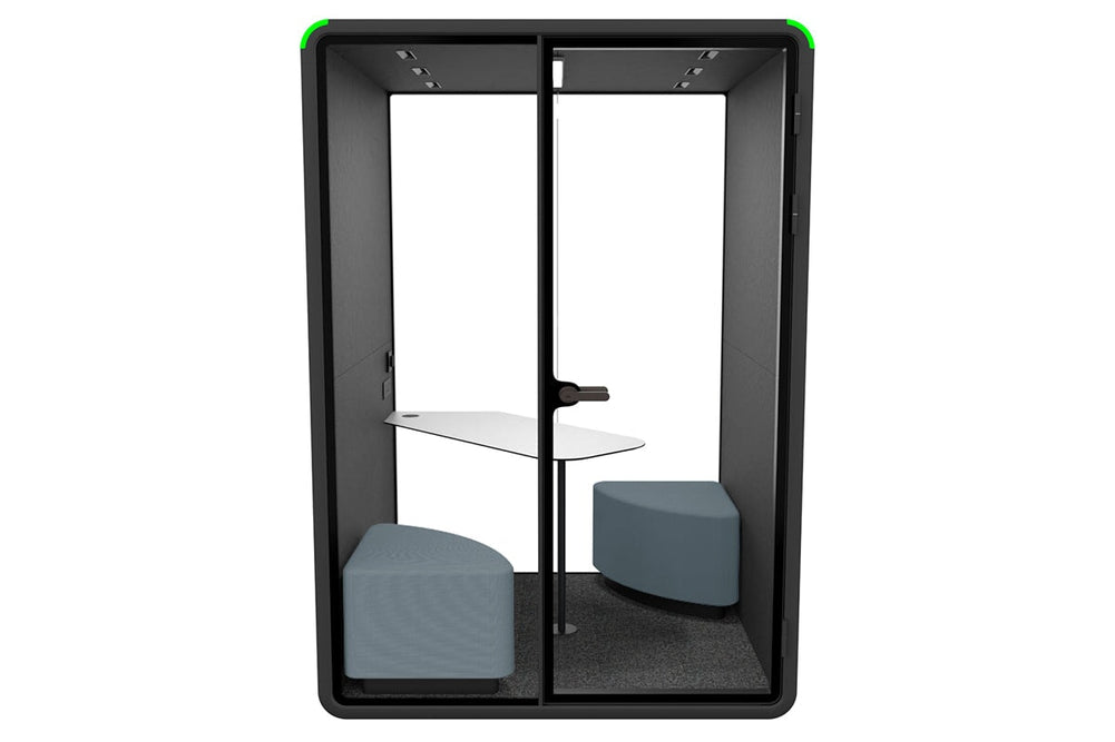 Nest 2 Person Meeting Booth with Diagonal Table [Acoustic Panel]-black dark grey grey