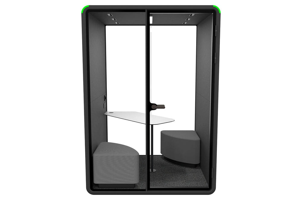 Nest 2 Person Meeting Booth with Diagonal Table [Acoustic Panel]-black dark grey grey