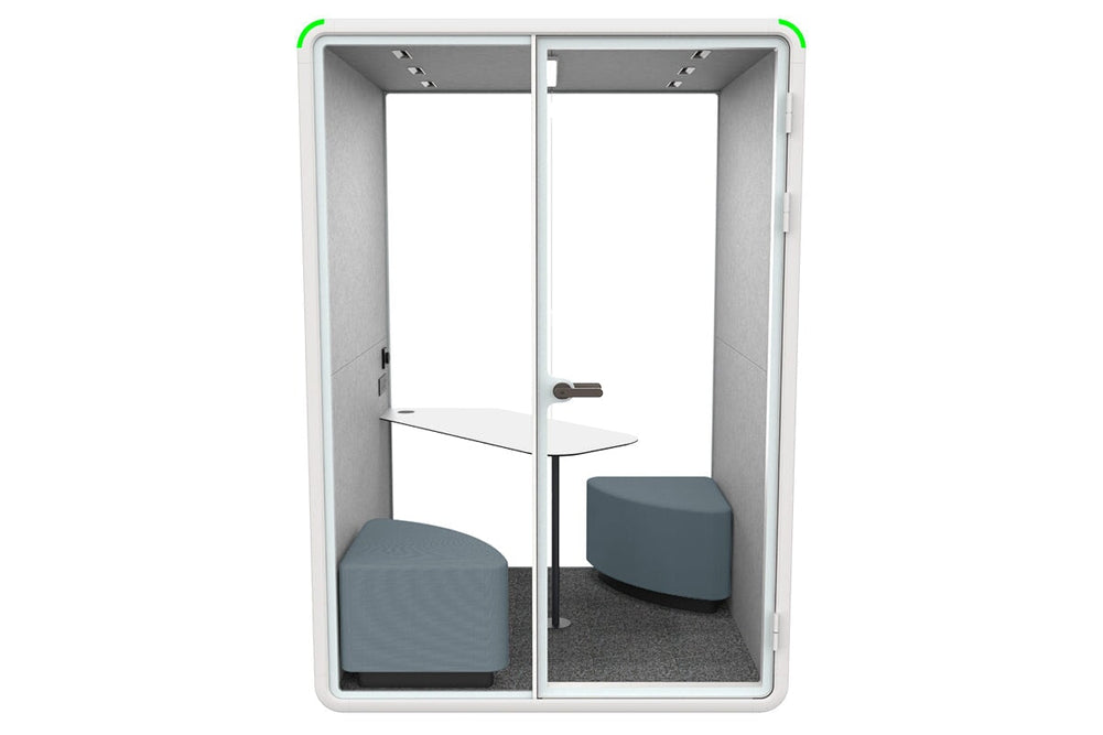 Nest 2 Person Meeting Booth with Diagonal Table [Acoustic Panel]-black dark grey grey