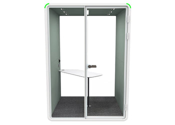 Nest 2 Person Meeting Booth with Diagonal Table [Echo Panel With Fabric] Jasonl white green fabric none