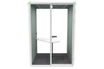 Nest 2 Person Meeting Booth with Diagonal Table [Echo Panel With Fabric] Jasonl white green fabric none