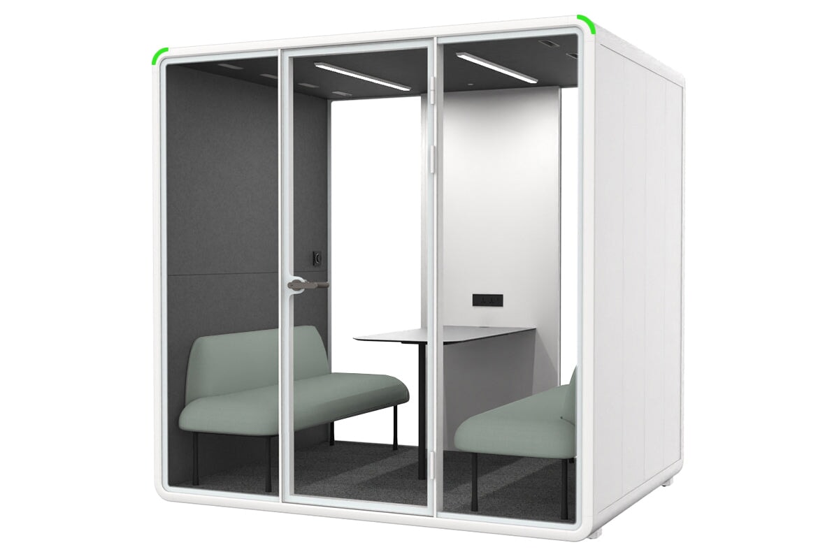Nest 4 Person Meeting Booth [Acoustic Panel]-white dark grey green