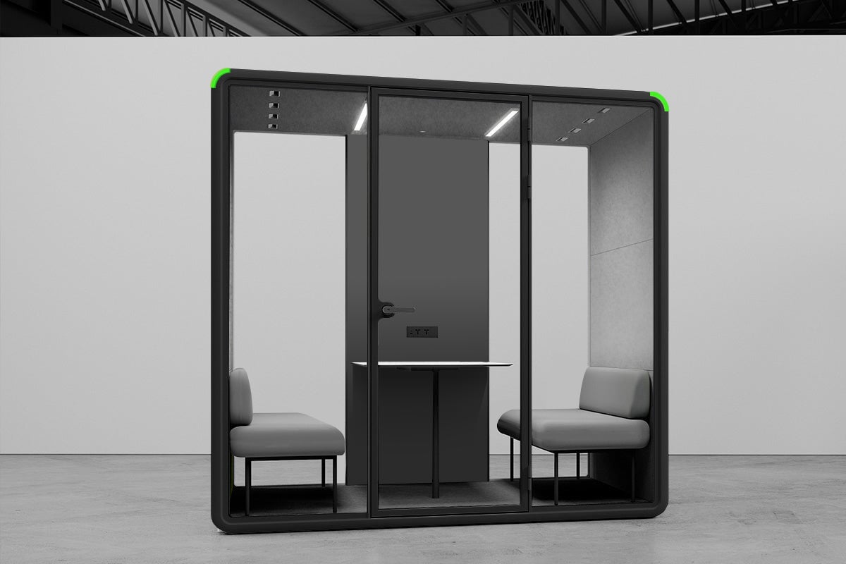 Nest 4 Person Meeting Booth [Acoustic Panel]-black dark grey grey