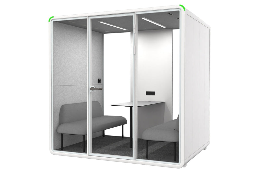 Nest 4 Person Meeting Booth [Acoustic Panel]-white light grey grey