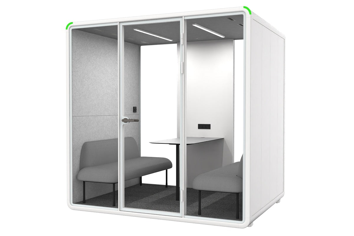 Nest 4 Person Meeting Booth [Acoustic Panel]-white light grey grey