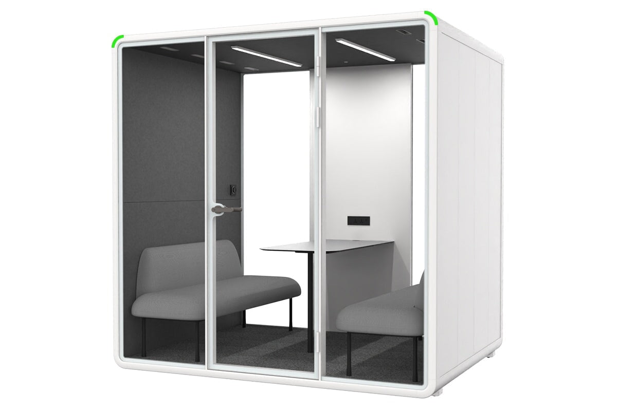 Nest 4 Person Meeting Booth [Acoustic Panel]-white dark grey grey