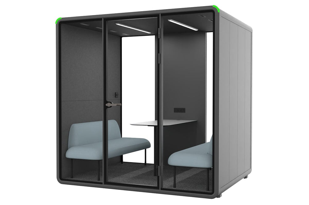 Nest 4 Person Meeting Booth [Acoustic Panel]-black dark grey blue