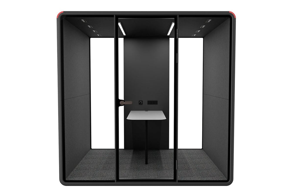 Nest 4 Person Meeting Booth [Acoustic Panel]-black dark grey grey