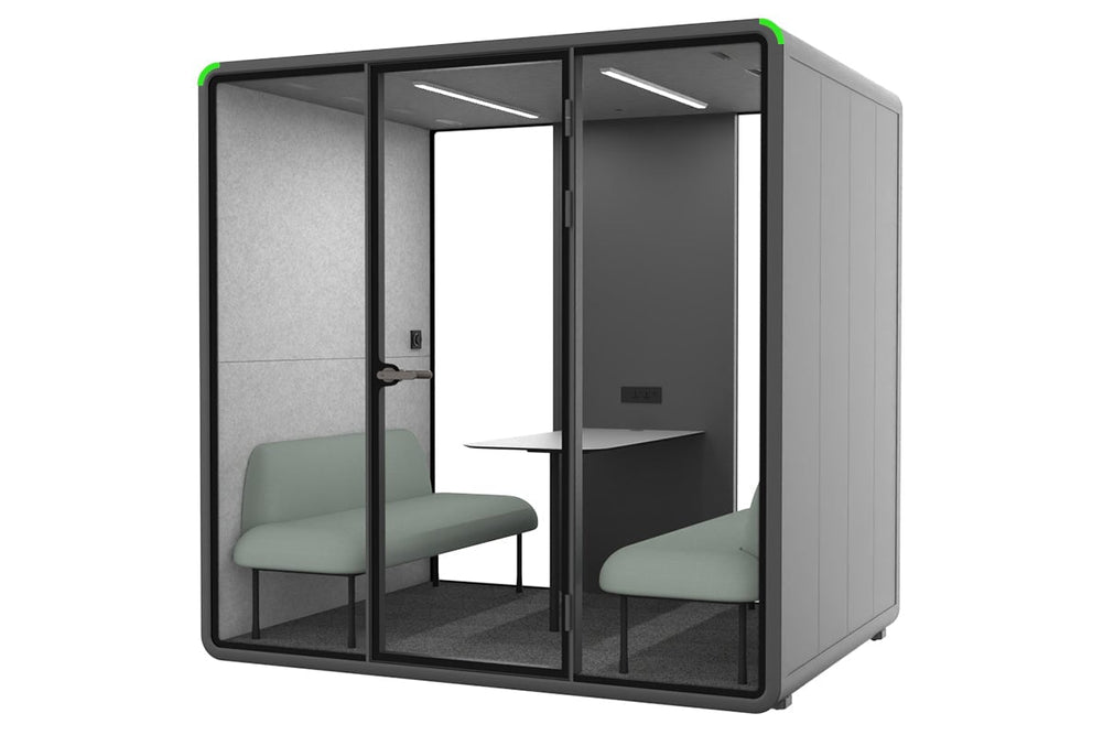Nest 4 Person Meeting Booth [Acoustic Panel]-black light grey green