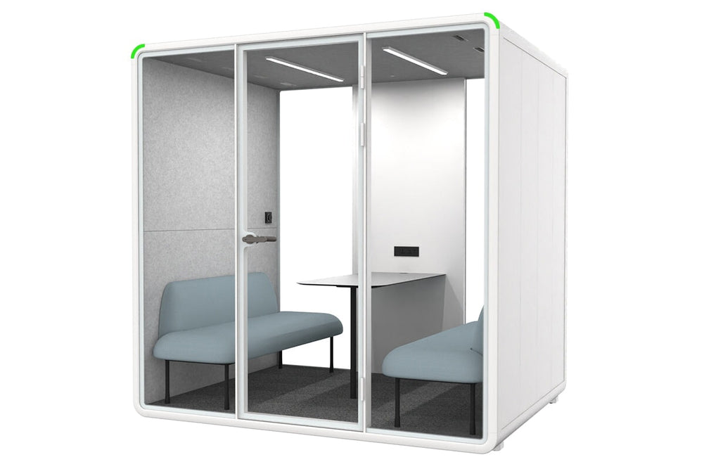 Nest 4 Person Meeting Booth [Acoustic Panel]-white light grey blue