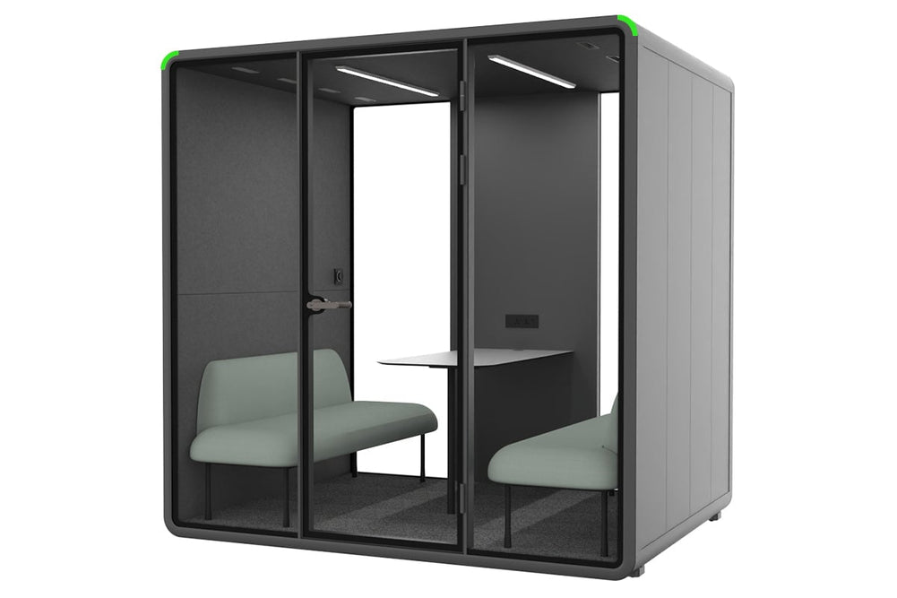 Nest 4 Person Meeting Booth [Acoustic Panel]-black dark grey green