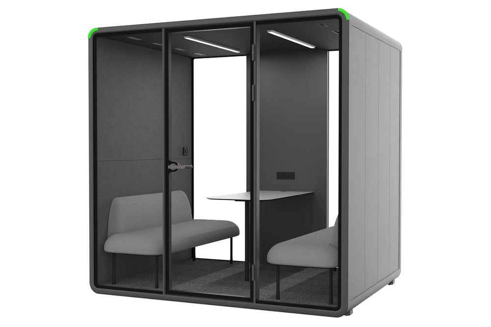 Nest 4 Person Meeting Booth [Acoustic Panel]-black dark grey grey