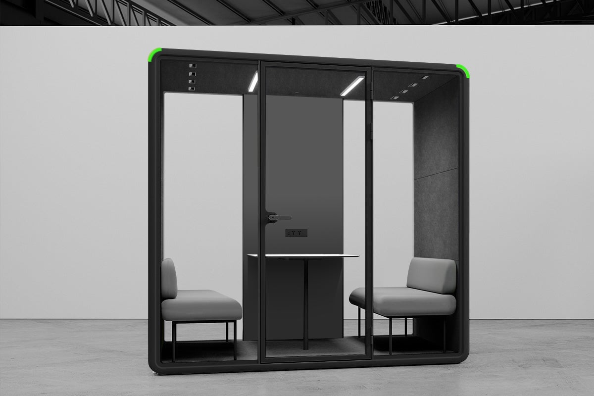 Nest 4 Person Meeting Booth [Acoustic Panel]-black dark grey grey