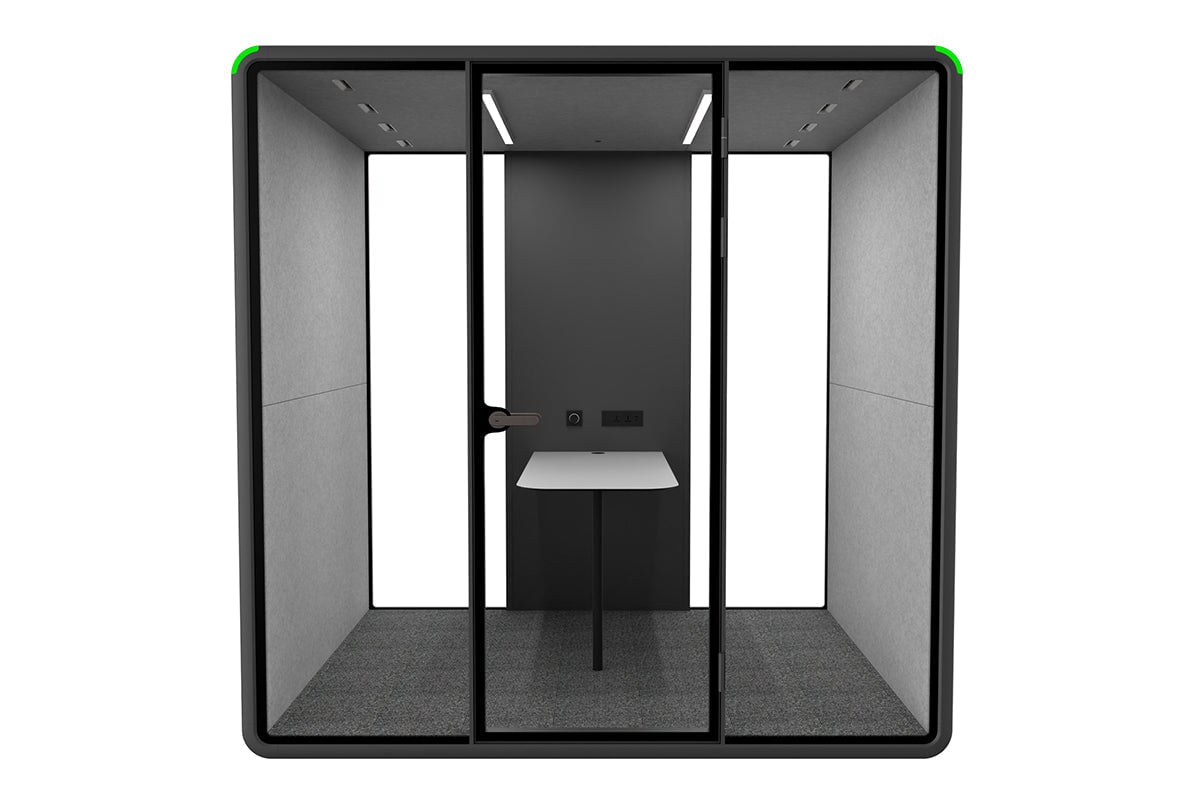 Nest 4 Person Meeting Booth [Acoustic Panel]-black light grey none