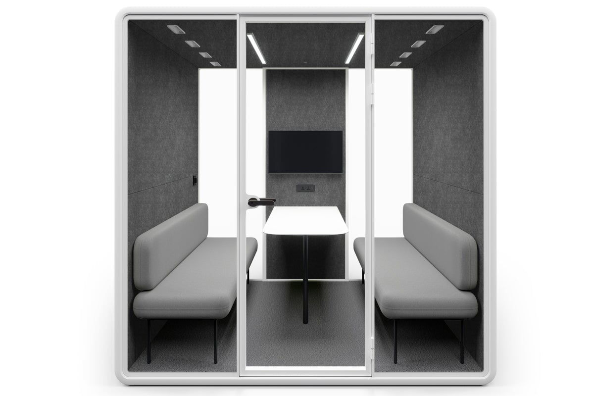 Nest 4 Person Meeting Booth [Echo Panel] Jasonl white dark grey grey