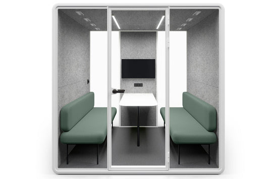 Nest 4 Person Meeting Booth [Echo Panel] Jasonl white light grey green
