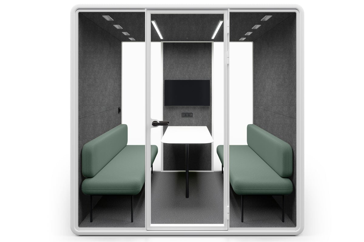 Nest 4 Person Meeting Booth [Echo Panel] Jasonl white dark grey green