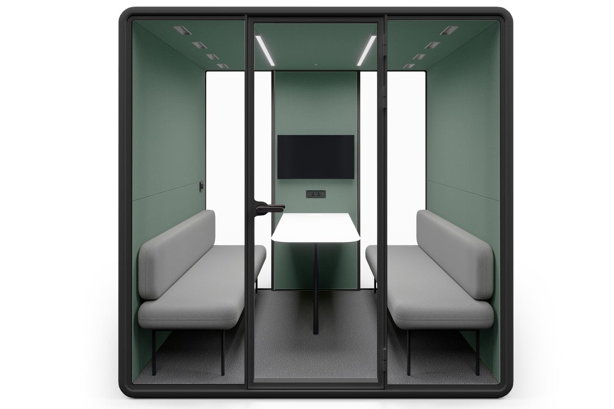 Nest 4 Person Meeting Booth [Echo Panel With Fabric] Jasonl black green fabric grey
