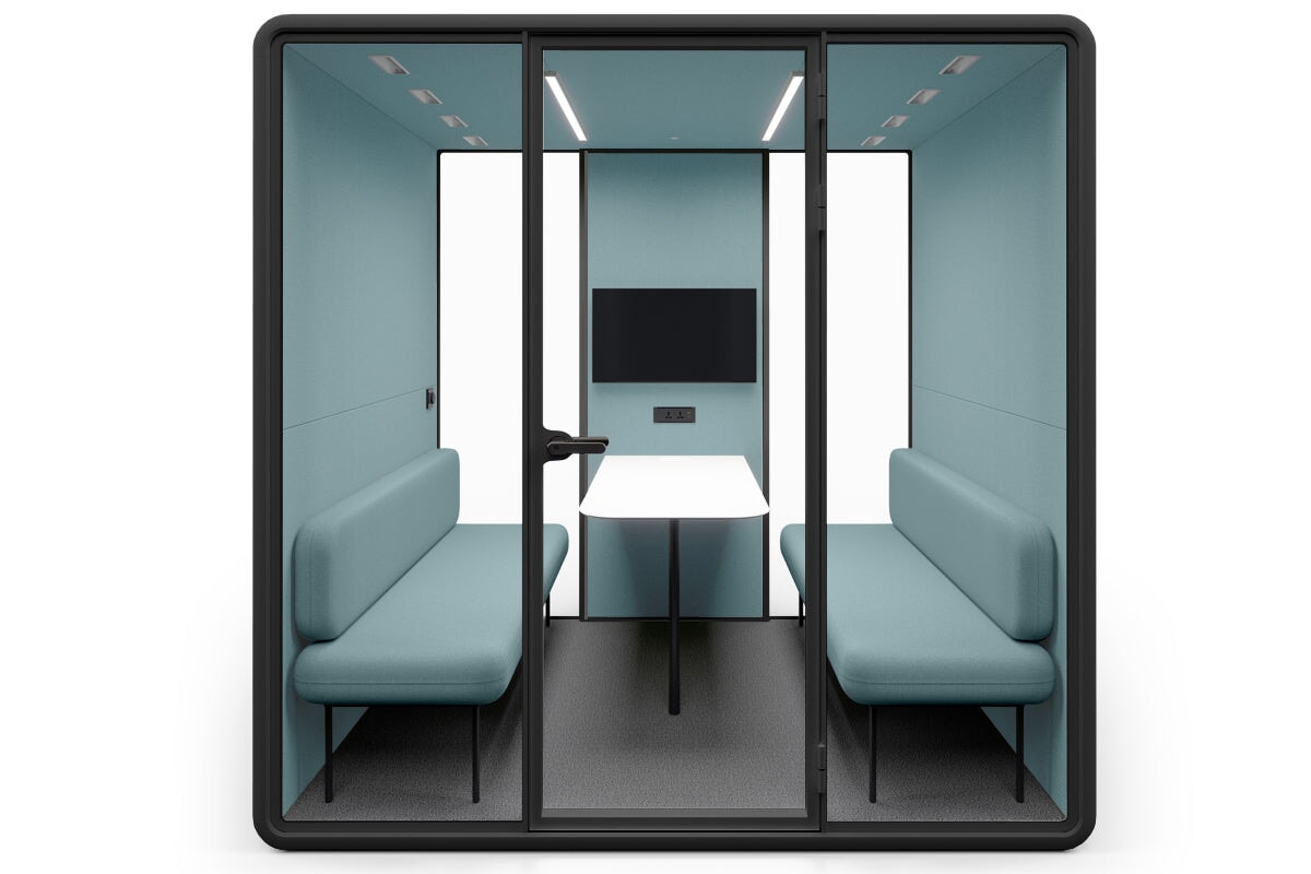 Nest 4 Person Meeting Booth [Echo Panel With Fabric] Jasonl black blue fabric blue