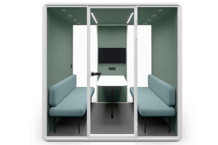 Nest 4 Person Meeting Booth [Echo Panel With Fabric] Jasonl white green fabric blue
