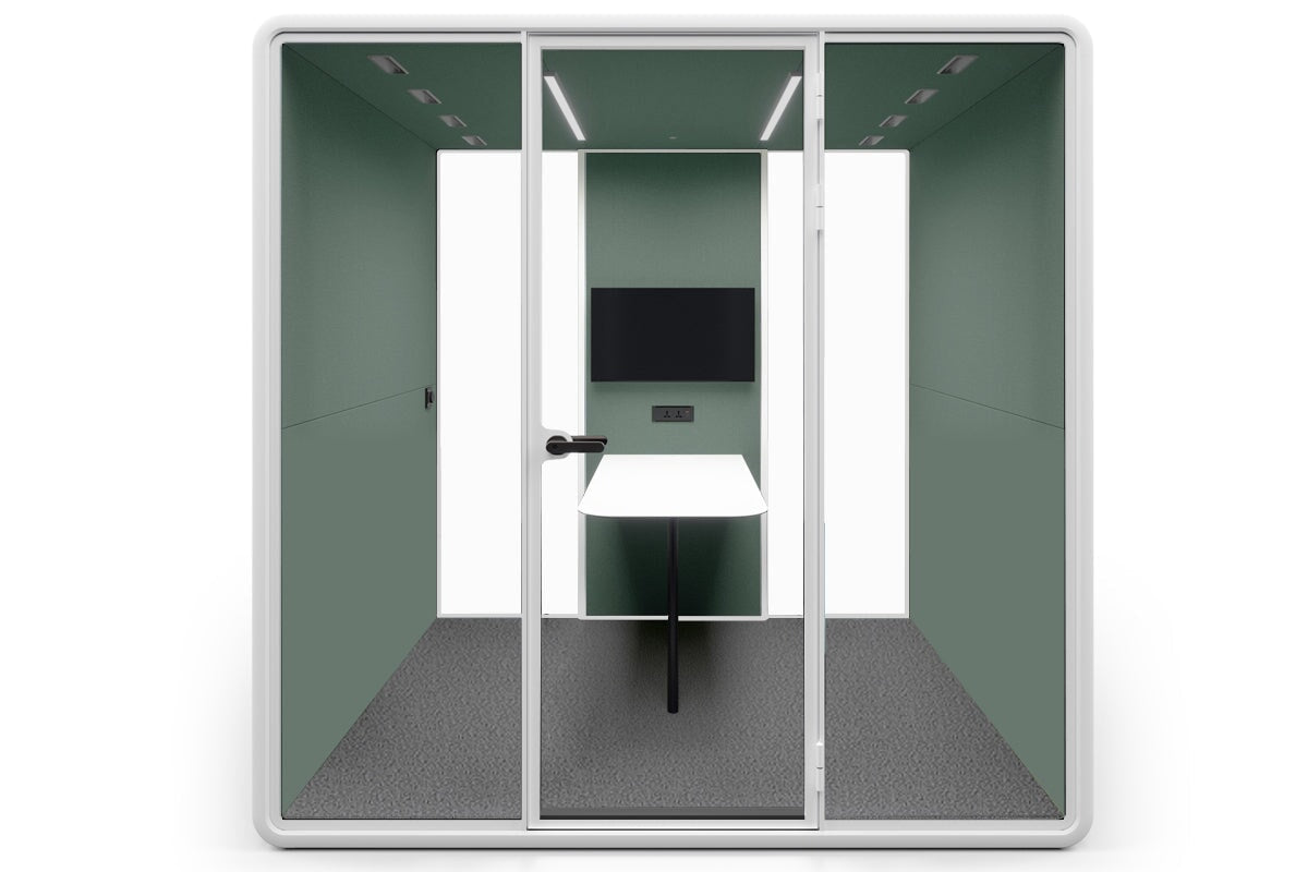 Nest 4 Person Meeting Booth [Echo Panel With Fabric] Jasonl white green fabric none