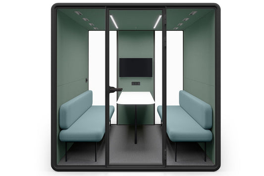 Nest 4 Person Meeting Booth [Echo Panel With Fabric] Jasonl black green fabric blue