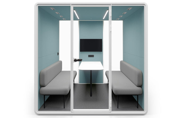 Nest 4 Person Meeting Booth [Echo Panel With Fabric] Jasonl white blue fabric grey