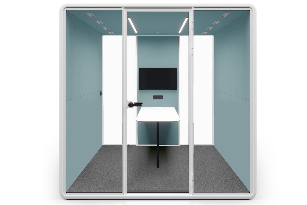 Nest 4 Person Meeting Booth [Echo Panel With Fabric] Jasonl white blue fabric none