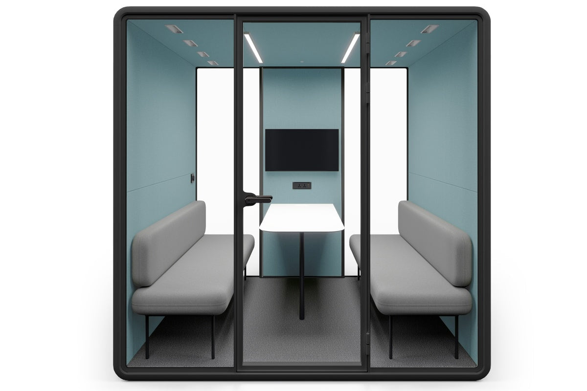 Nest 4 Person Meeting Booth [Echo Panel With Fabric] Jasonl black blue fabric grey