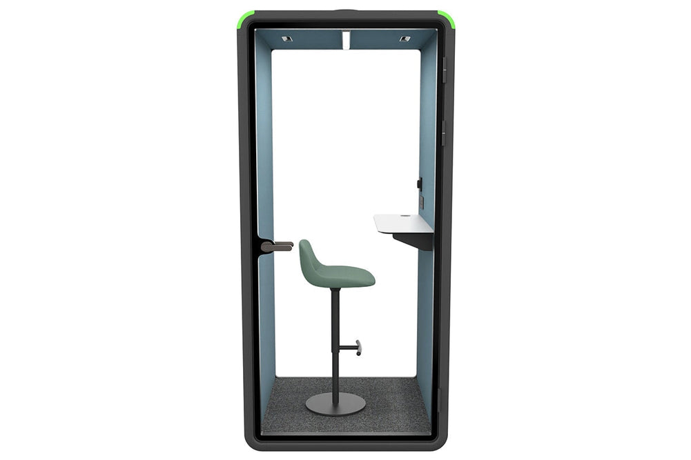 Nest Phone Booth [Acoustic Panel with Fabric]-black blue fabric grey