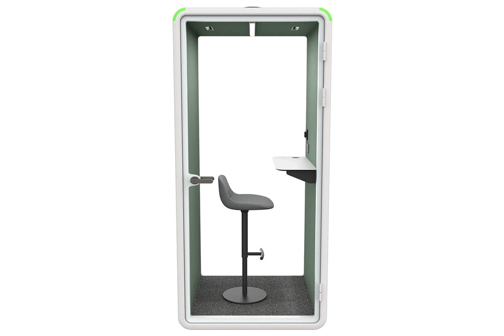 Nest Phone Booth [Acoustic Panel with Fabric]-black blue fabric grey