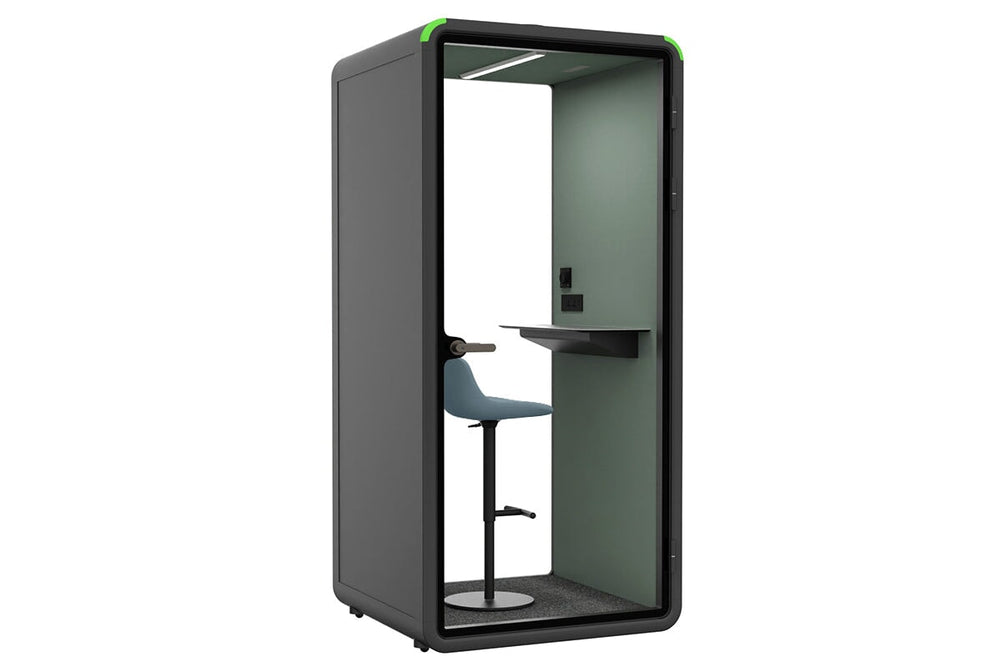 Nest Phone Booth [Acoustic Panel with Fabric]-black green fabric blue