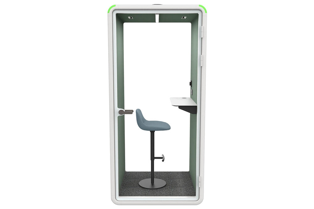 Nest Phone Booth [Acoustic Panel with Fabric]-black blue fabric grey