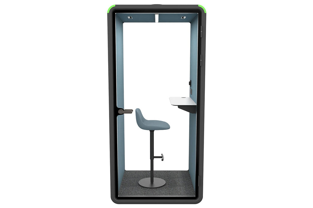 Nest Phone Booth [Acoustic Panel with Fabric]-black blue fabric grey
