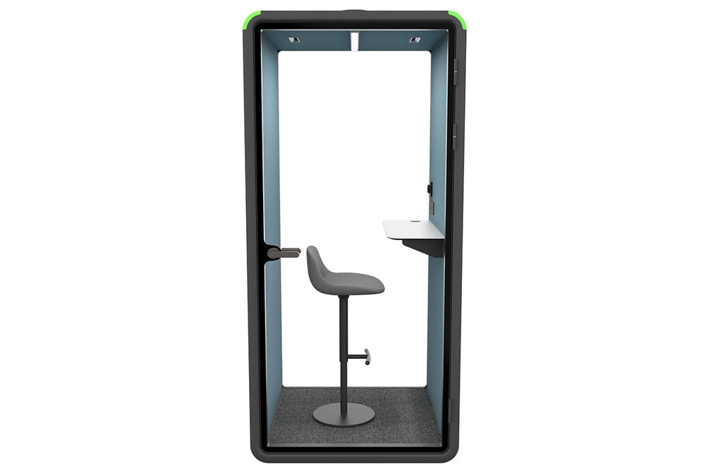 Nest Phone Booth [Acoustic Panel with Fabric]-black blue fabric grey