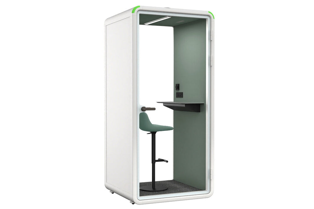 Nest Phone Booth [Acoustic Panel with Fabric]-white green fabric green