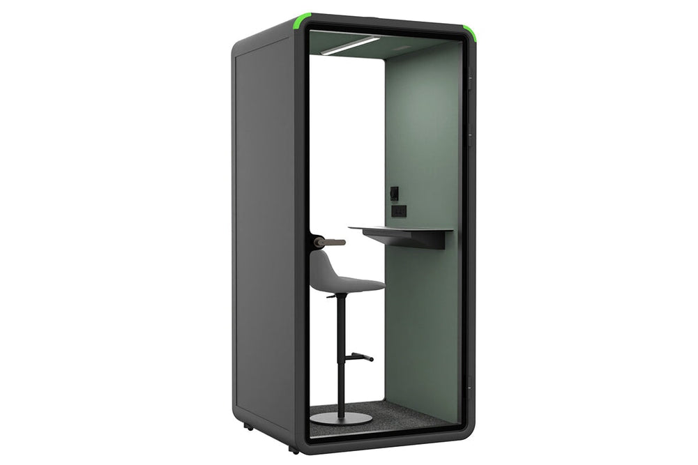 Nest Phone Booth [Acoustic Panel with Fabric]-black green fabric grey