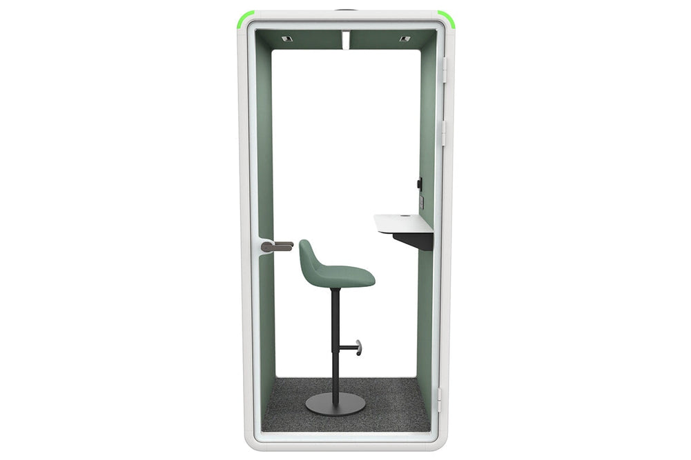 Nest Phone Booth [Acoustic Panel with Fabric]-black blue fabric grey