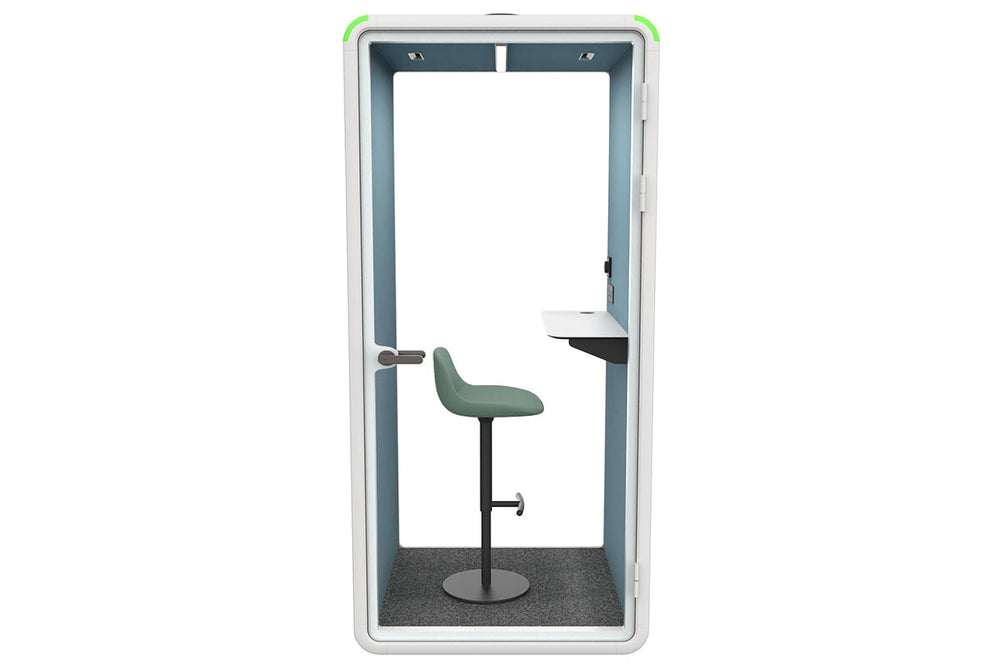 Nest Phone Booth [Acoustic Panel with Fabric]-black blue fabric grey