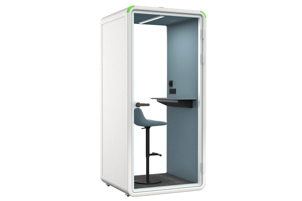 Nest Phone Booth [Acoustic Panel with Fabric]-white blue fabric blue