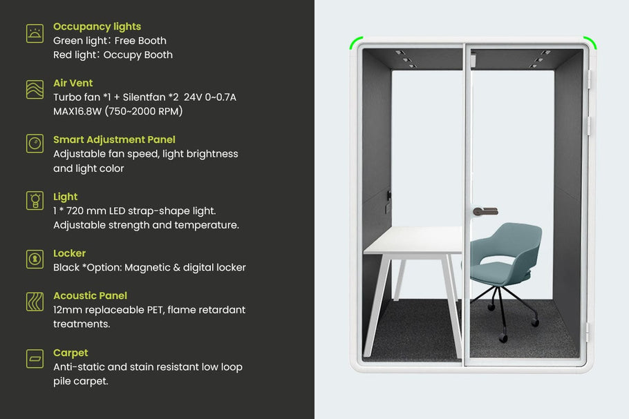 Environmental image of Nest Room Booth with Quadro A Table [Echo Panel]